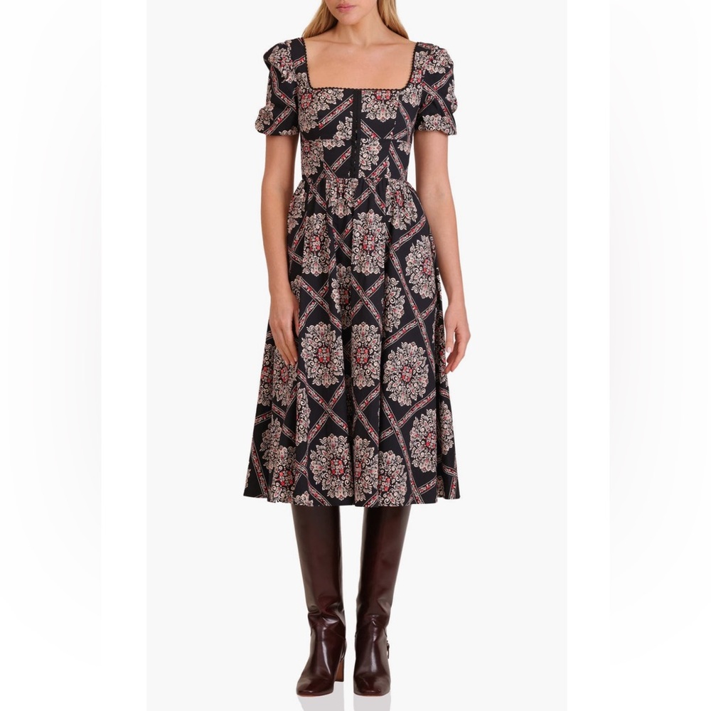 Avec Les Filles Botanical Print Corset Dress